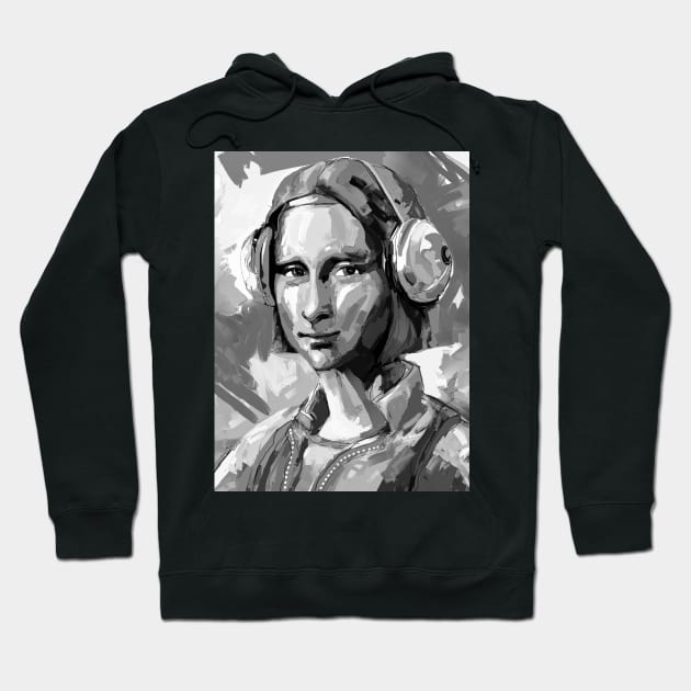 Mona Lisa Modern Culture Black and White Hoodie by mailsoncello